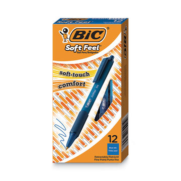 BIC® Soft Feel Ballpoint Pen, Retractable, Fine 0.8 Mm, Blue Ink, Blue Barrel, Dozen freeshipping - TVN Wholesale